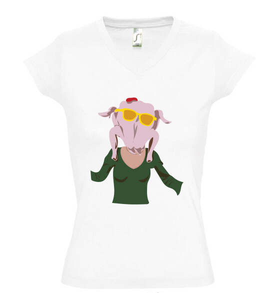 Női V nyakú póló