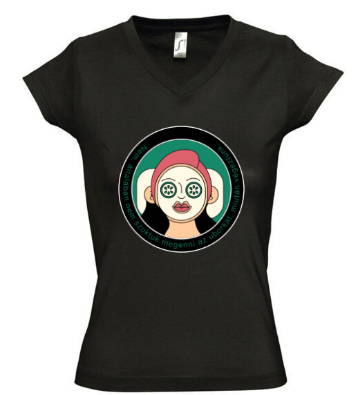 Női V nyakú póló