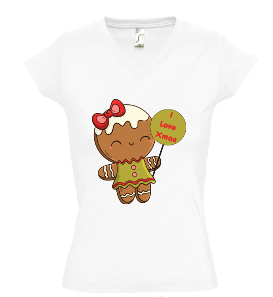 Női V nyakú póló