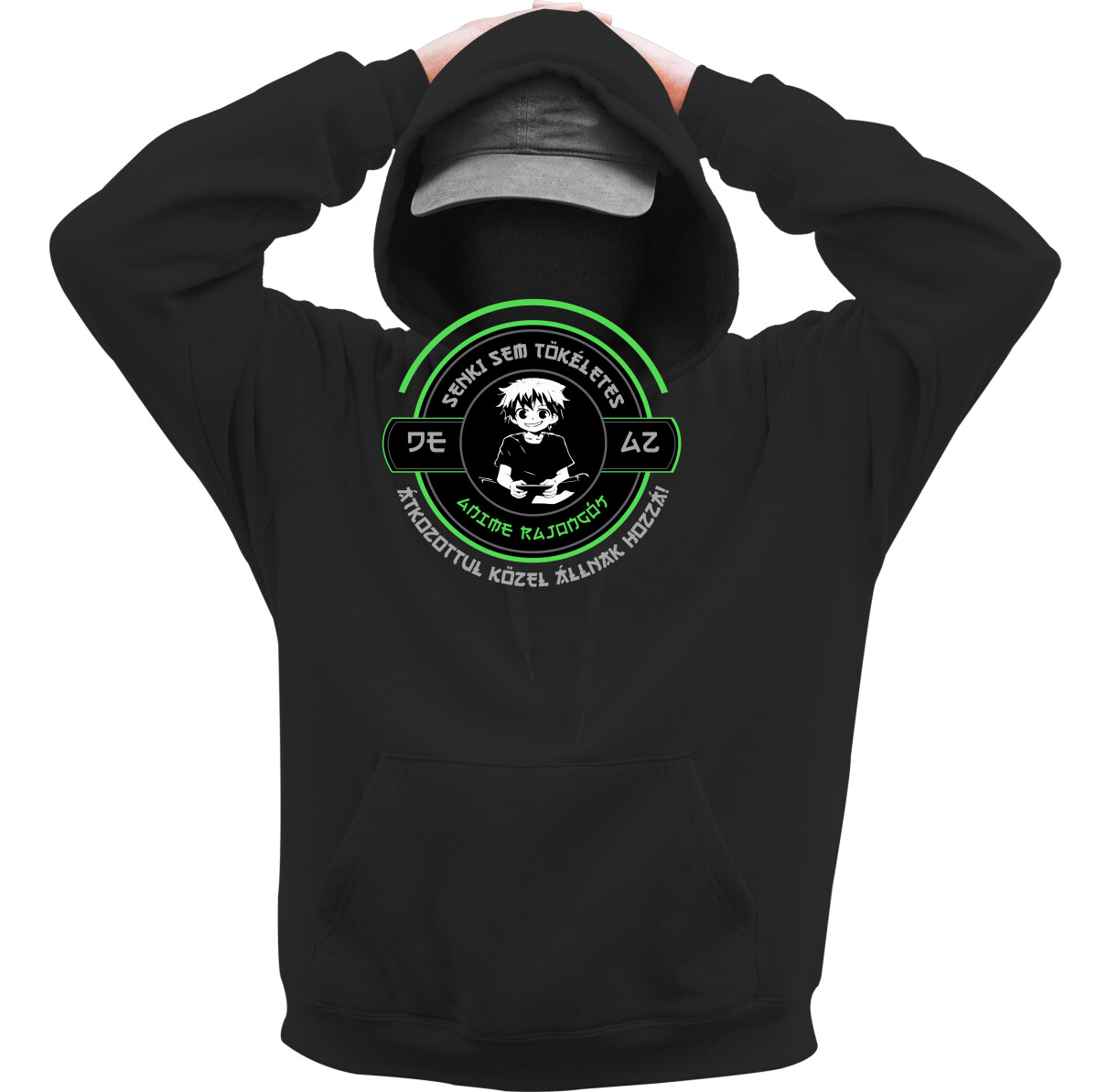 Kapucnis belebújós pulóver