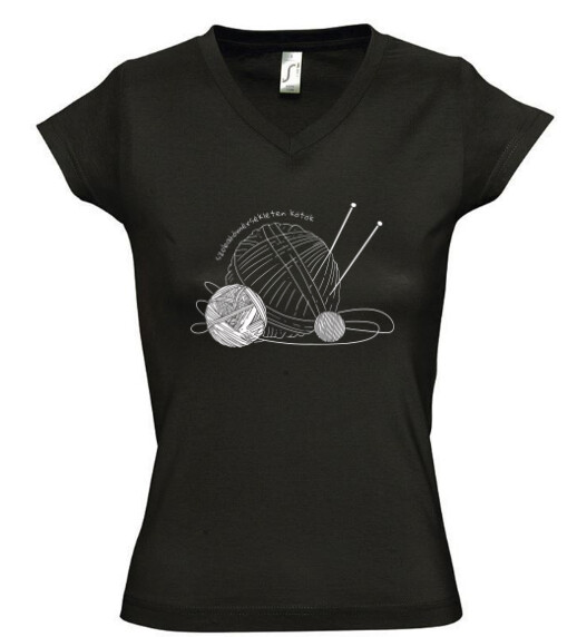 Női V nyakú póló