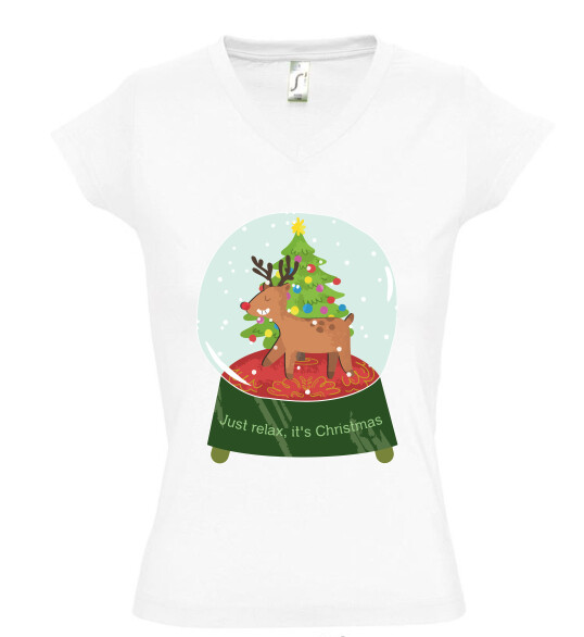 Női V nyakú póló