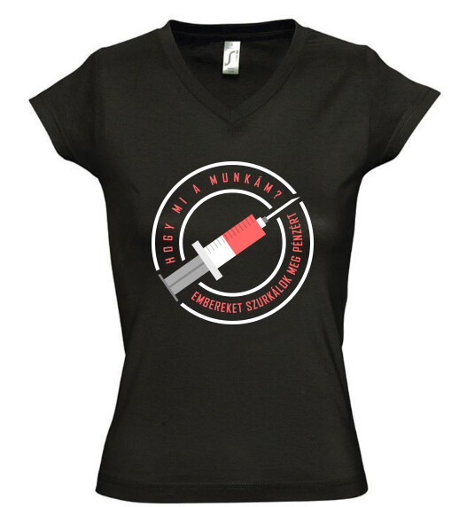 Női V nyakú póló