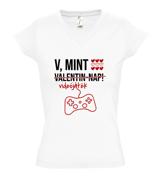 Női V nyakú póló