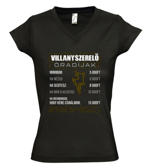 Női V nyakú póló