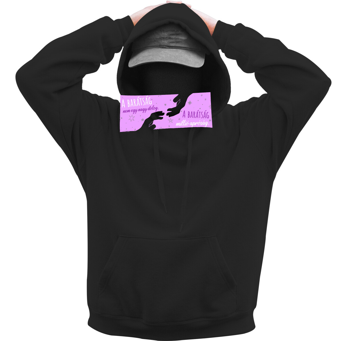 Kapucnis belebújós pulóver