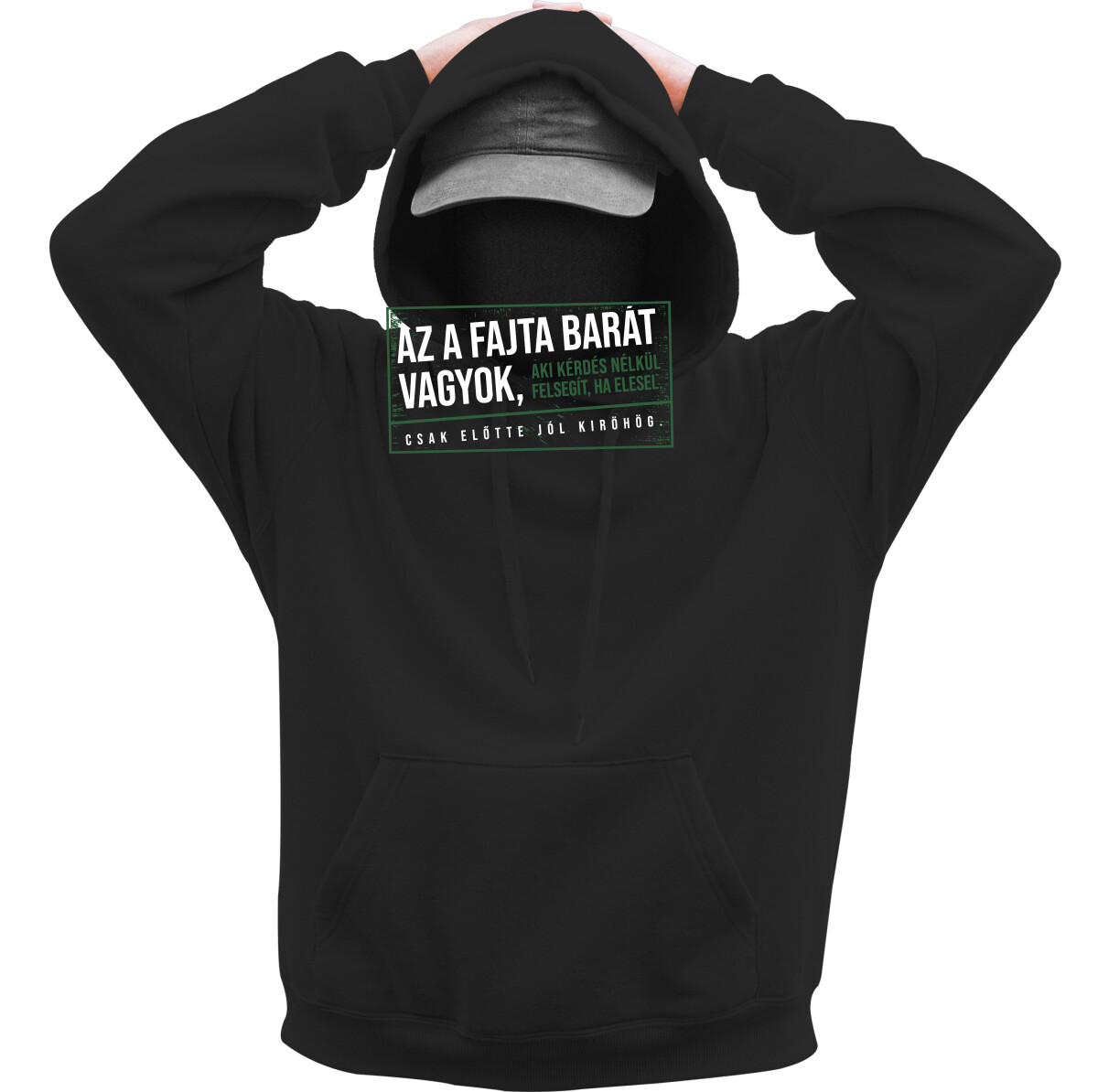 Kapucnis belebújós pulóver