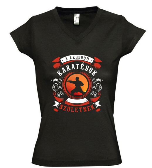 Női V nyakú póló