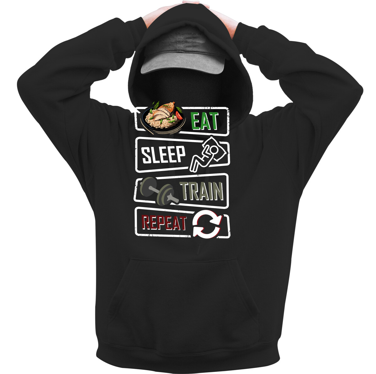 Kapucnis belebújós pulóver