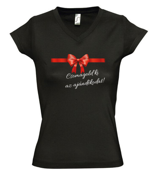 Női V nyakú póló