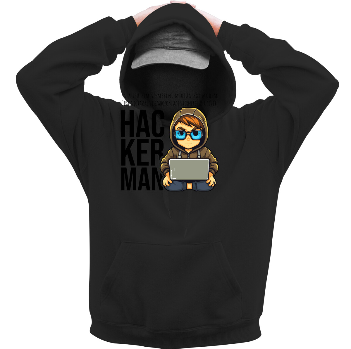 Kapucnis belebújós pulóver