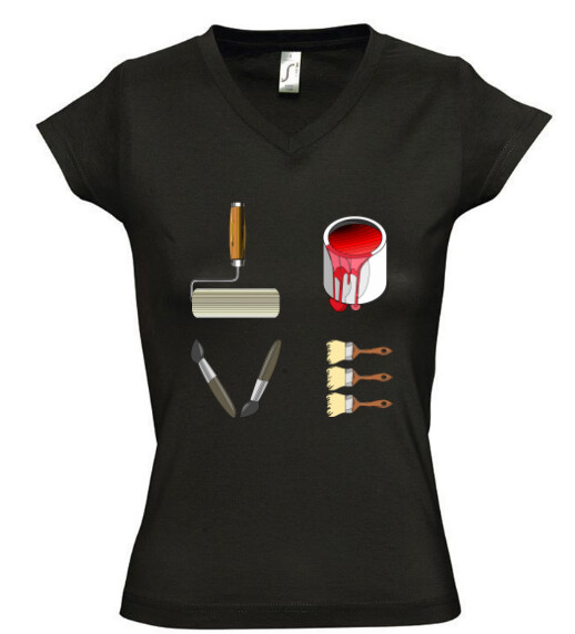 Női V nyakú póló