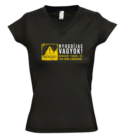 Női V nyakú póló