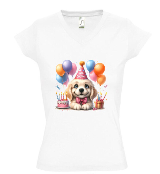 Női V nyakú póló