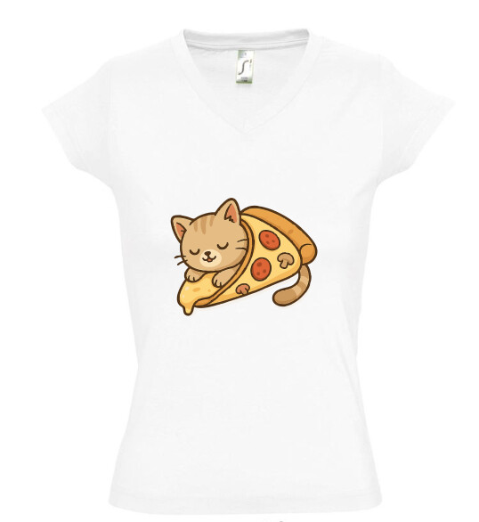 Női V nyakú póló