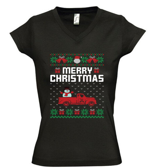 Női V nyakú póló