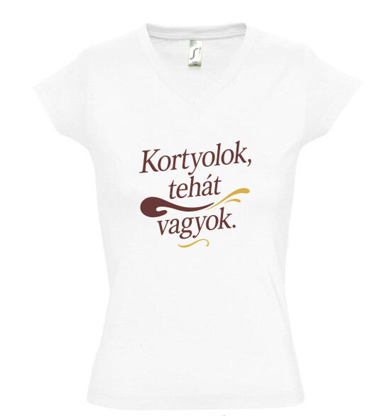 Női V nyakú póló