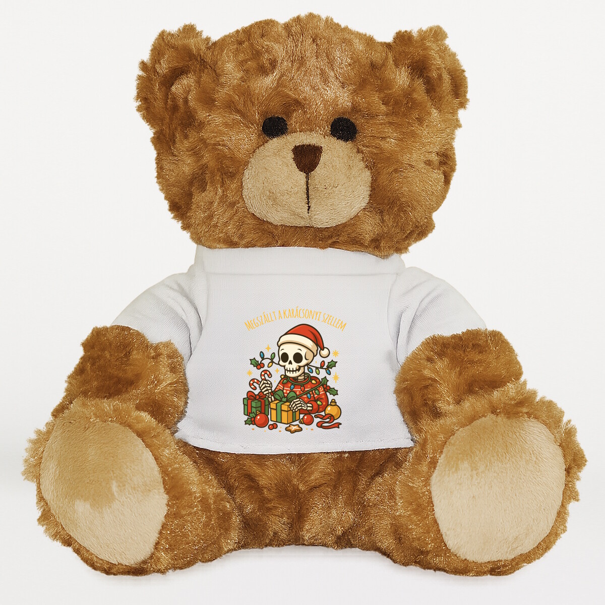 Plüssmaci egyedi pólóval