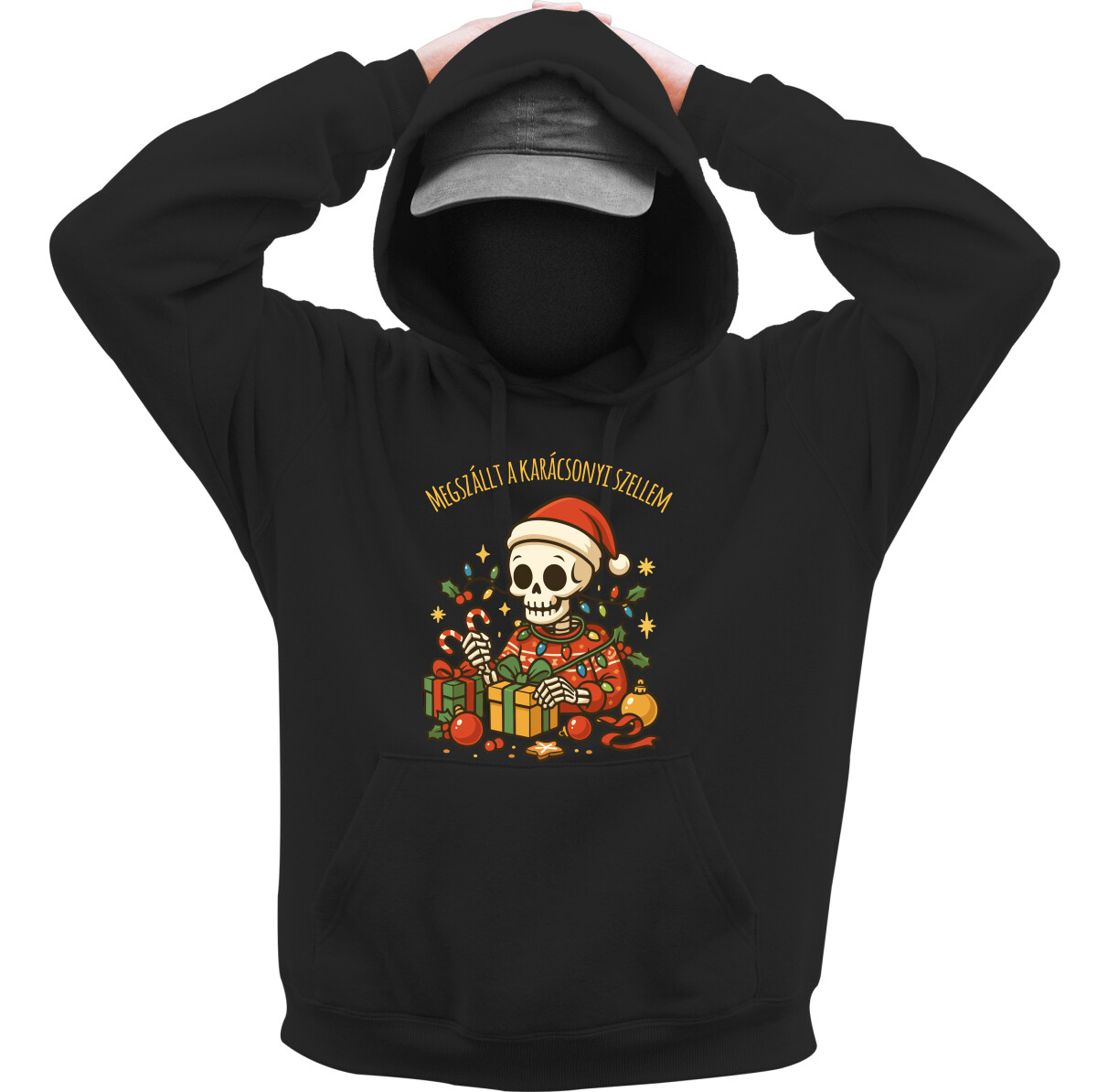 Kapucnis belebújós pulóver