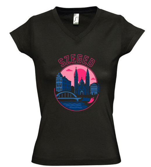 Női V nyakú póló