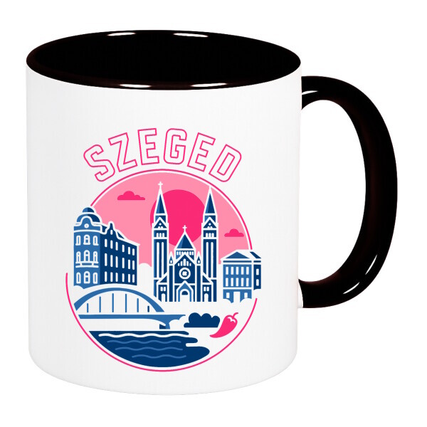 Színes fülű és belsejű bögre