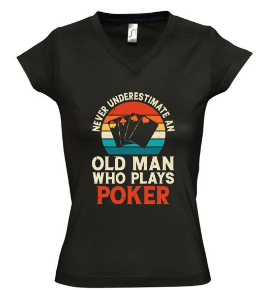 Női V nyakú póló