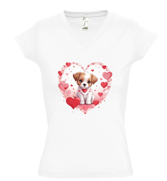 Női V nyakú póló