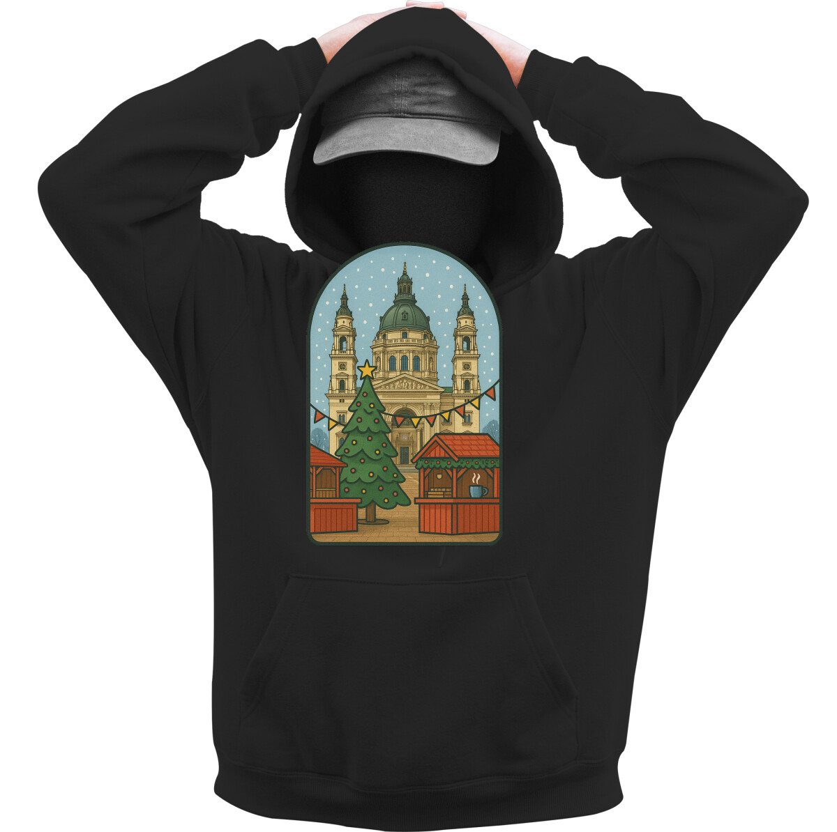 Kapucnis belebújós pulóver