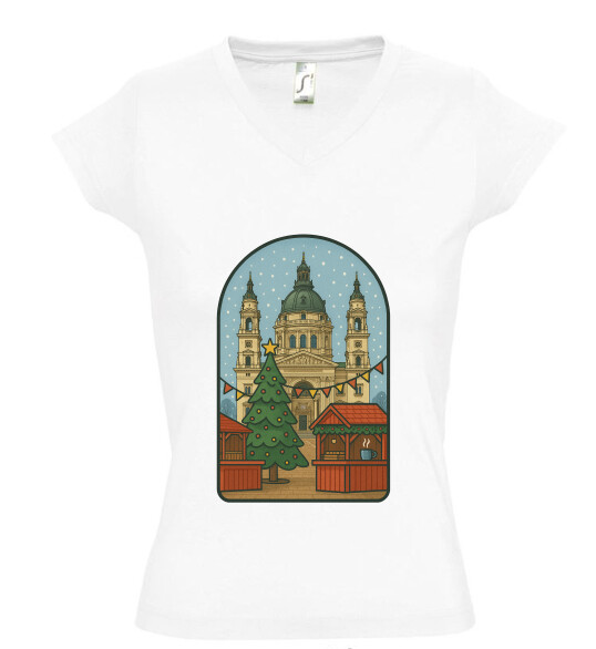 Női V nyakú póló