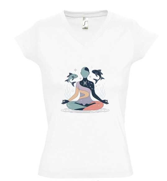 Női V nyakú póló