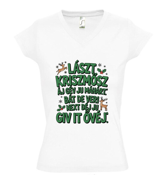 Női V nyakú póló