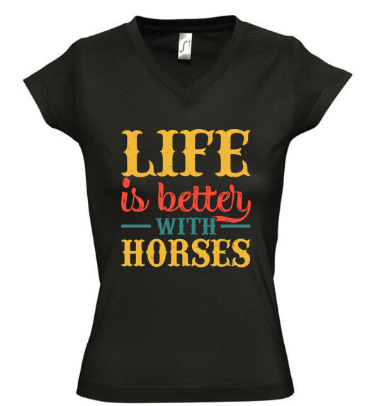 Női V nyakú póló