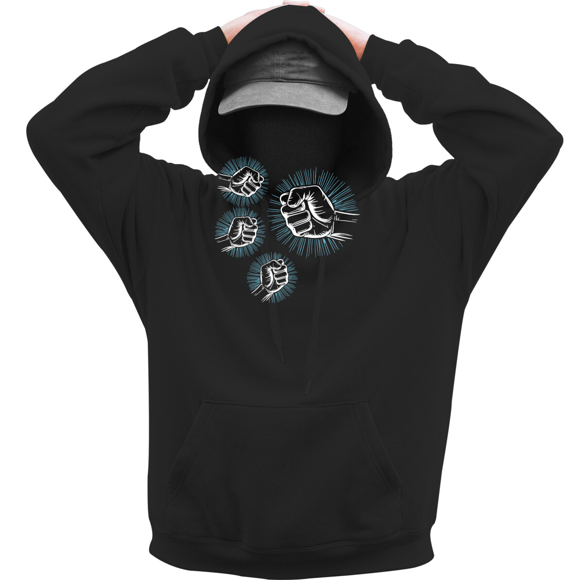 Kapucnis belebújós pulóver