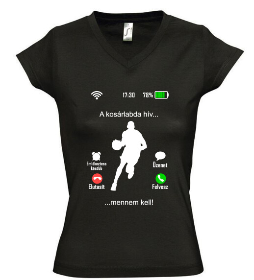 Női V nyakú póló