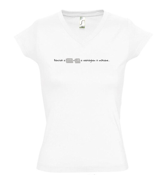 Női V nyakú póló