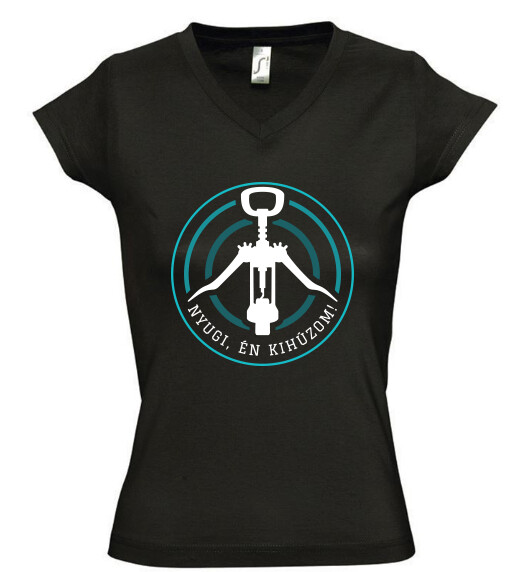 Női V nyakú póló