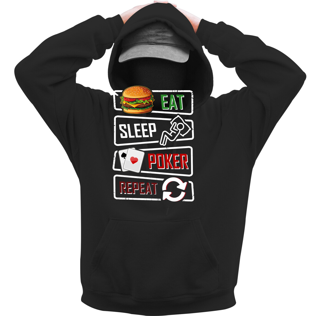 Kapucnis belebújós pulóver