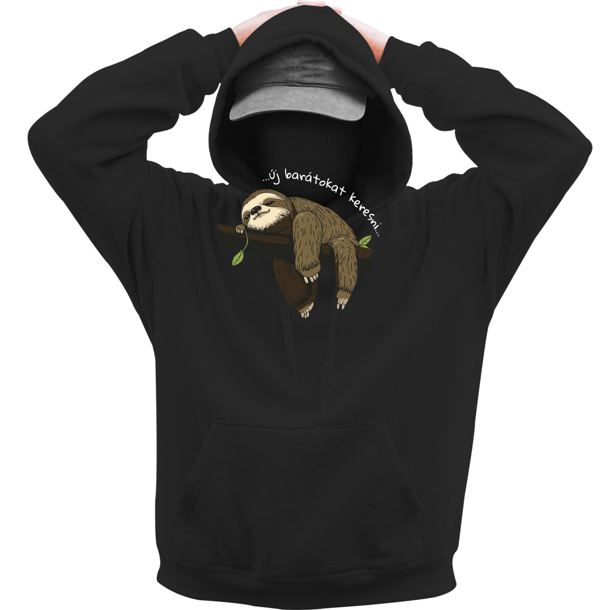 Kapucnis belebújós pulóver