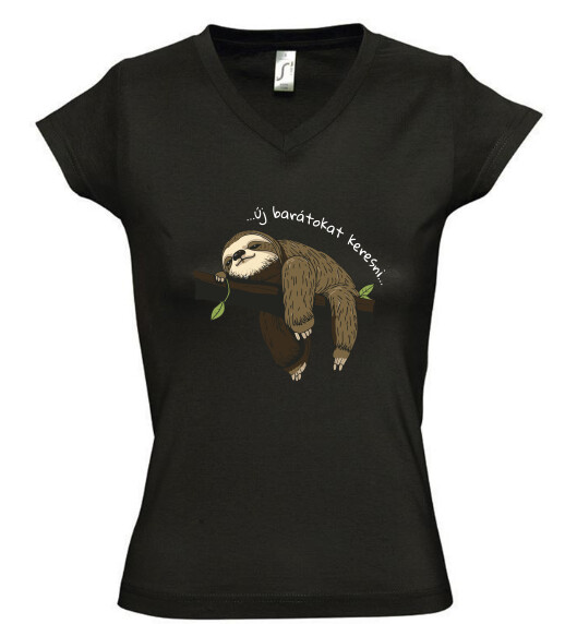 Női V nyakú póló