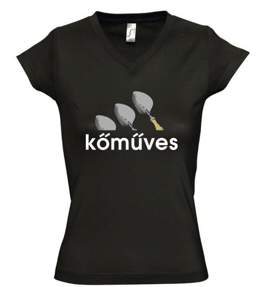 Női V nyakú póló