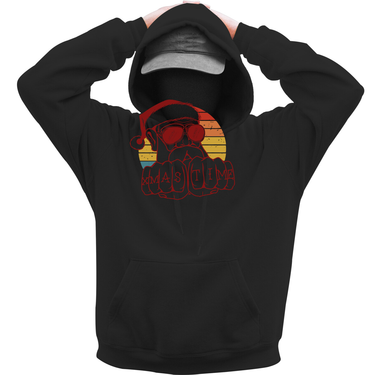 Kapucnis belebújós pulóver