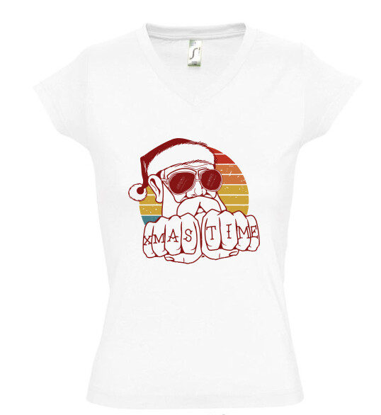 Női V nyakú póló