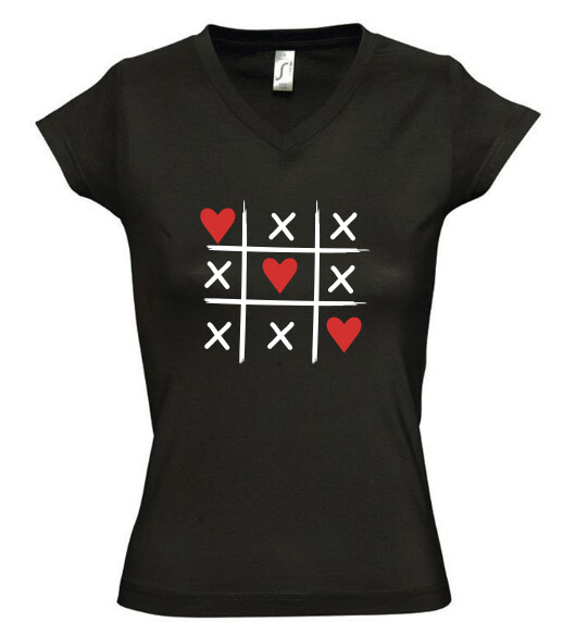 Női V nyakú póló