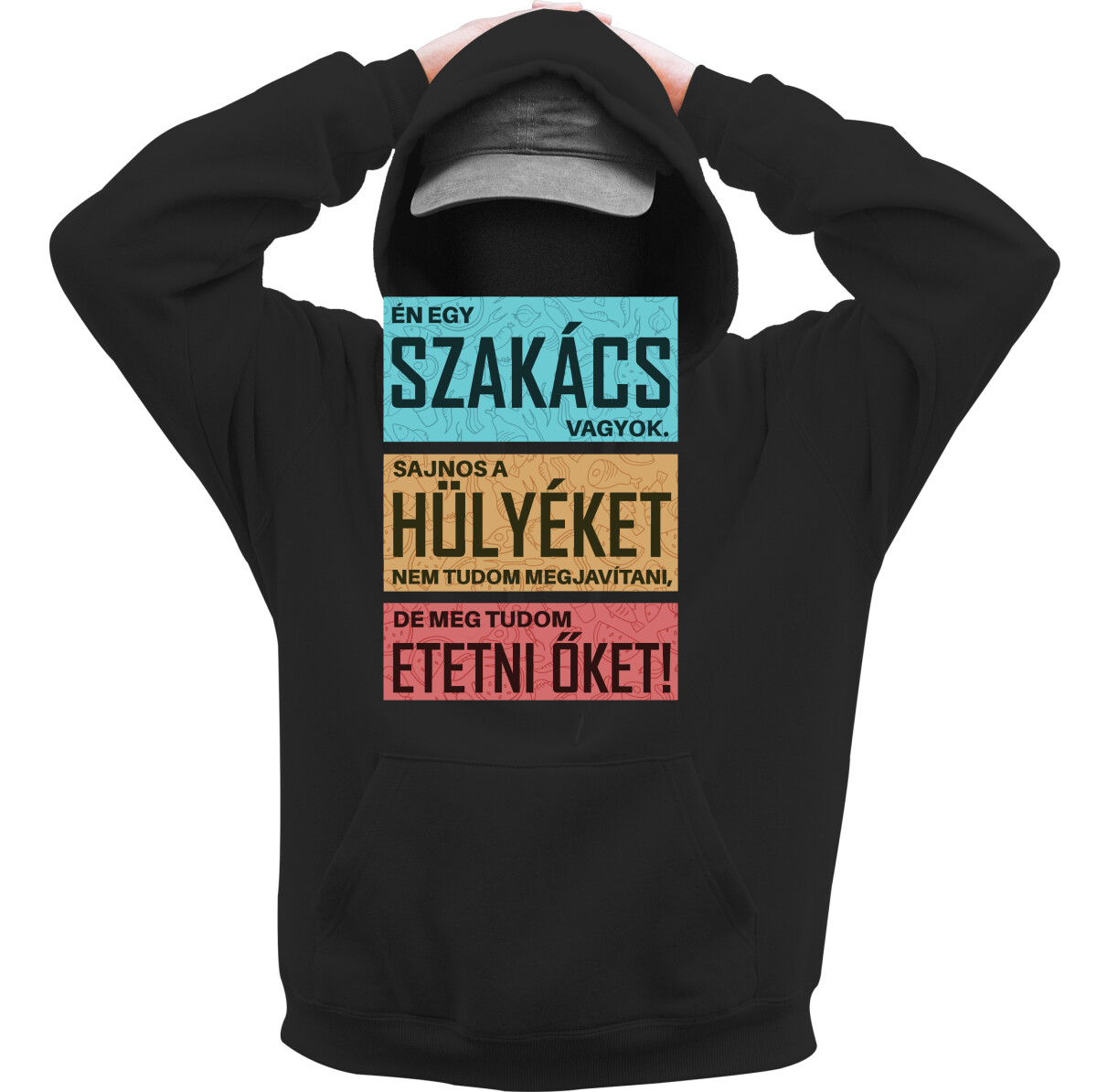 Kapucnis belebújós pulóver