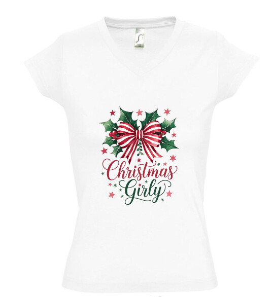 Női V nyakú póló