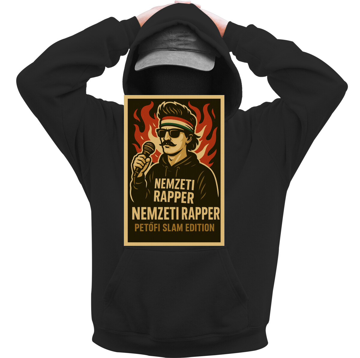 Kapucnis belebújós pulóver