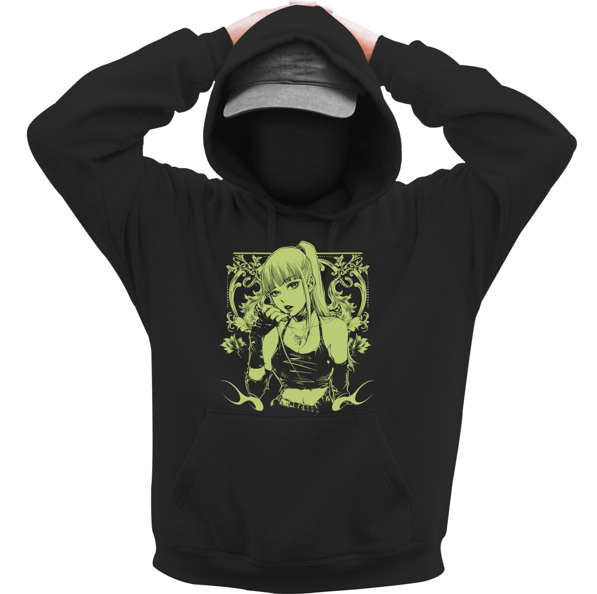 Kapucnis belebújós pulóver