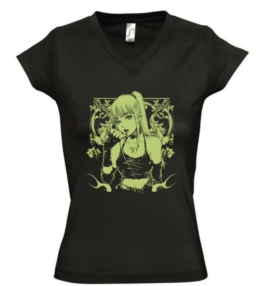 Női V nyakú póló