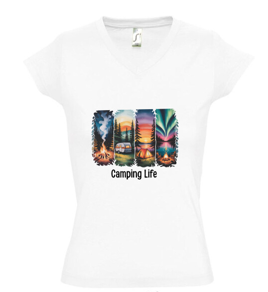 Női V nyakú póló