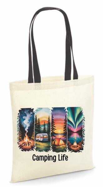 Vászontáska - színes fülű 